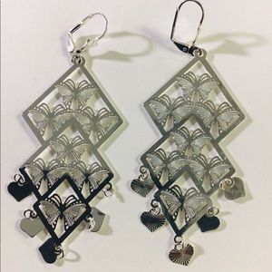 ITALIAN WHITE GOLD PLATED 14 K BUTTERFLY EARRINGS